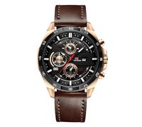 RORIOS Orologio da uomo luminoso da uomo calendario impermeabile Orologioes di moda Cinturino in pelle e cinturino in acciaio inossidabile Adatto agli uomini Nero marrone