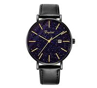 RORIOS Orologio da Uomo Moda Analogici al Quarzo Orologio Cinturino in Pelle Ultra Sottile Orologio Minimalista Data Finestra Orologio da Polso
