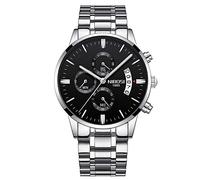 RORIOS Orologio da Uomo Orologio Analogico Quarzo Luminoso Orologio Cronografo con Data e Cinturino in Acciaio Inossidabile Quadrante Moda Orologio da Polso