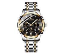 RORIOS Orologio da Uomo Orologio Luminosi Orologio Analogico al Quarzo con Cinturino in Acciaio Inox Calendario Orologi da Polso per Uomo