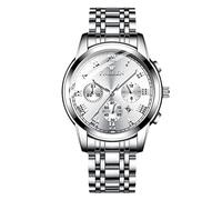 RORIOS Orologio da Uomo Orologio Luminosi Orologio Analogico al Quarzo con Cinturino in Acciaio Inox Calendario Orologi da Polso per Uomo