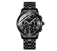 RORIOS Orologio da Uomo Orologio Luminosi Orologio Analogico al Quarzo con Cinturino in Acciaio Inox Calendario Orologi da Polso per Uomo