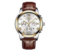 RORIOS Orologio da Uomo Orologio Luminosi Orologio Analogico al Quarzo con Cinturino in Pelle Calendario Orologi da Polso per Uomo