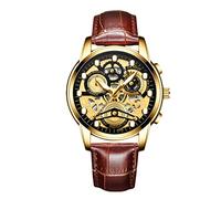 RORIOS Orologio da Uomo Orologio Luminosi Orologio Analogico al Quarzo Orologi da Polso Impermeabile per Uomo Cinturino in Pelle Orologio