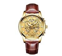 RORIOS Orologio da Uomo Orologio Luminosi Orologio Analogico al Quarzo Orologi da Polso Impermeabile per Uomo Cinturino in Pelle Orologio