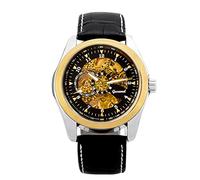 RORIOS Orologio da Uomo Orologio Luminoso Orologio Meccanico Automatico con Cinturino in Pelle Scheletro Orologio da Polso