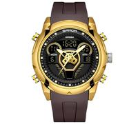 RORIOS Orologio Digitale da Uomo Orologio da Polso Militare 50m Impermeabile Orologio Elettronici Analogico Quarzo Orologio Multifunzione Silicone Oro B