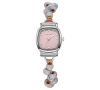 RORIOS Orologio Donna con Quadrante Quadrato Cinturino Intrecciato Perle di Moda Orologioes Quartz Casual Elegante Opzioni Rosa/Azzurro/Viola per l'Uso Giornaliero Rosa