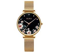RORIOS Orologio Donna Fiore Cadran Acciaio INOX Mesh Bracelet Cinturino Analogico Al Quarzo Donna Orologio da Polso Orologi Women Watches