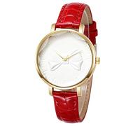 RORIOS Orologio Donna in Pelle di Moda con Quadrante a Fiocco Orologioes Analogico Quartz per Donne Multicolore Watch Casual Elegante per Festa & Ufficio Rosso