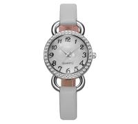 RORIOS Orologio Donna in Pelle Moda Quadrante Numerico Incastonato di Strass Multicolore Ideale per Casual & Festa Grigio