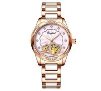 RORIOS Orologio Donna Meccanico Automatico Con Cinturino In Acciaio Inossidabile Elegante Impermeabile Orologio Da Polso Rosa
