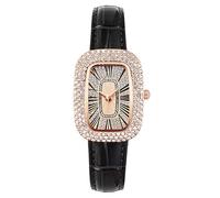 RORIOS Orologio Donna Moda Cinturino in Pelle Quadrante Quadrato Decorato Strass Movimento Quarzo Orologioes Elegante per il Giorno da Giorno le Feste Nero