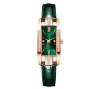 RORIOS Orologio Donna Moda con Cinturino in Pelle Movimento Quartz Quadrante Retangolare Elegante per la Vita Quotidiana le Feste Verde