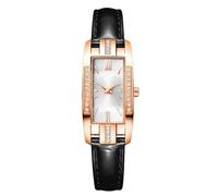 RORIOS Orologio Donna Moda con Cinturino in Pelle Movimento Quartz Quadrante Retangolare Elegante per la Vita Quotidiana le Feste Bianco e nero