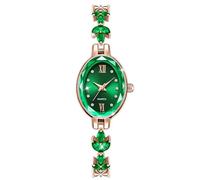 RORIOS Orologio Donna Quarz Orologioes con Bracciale di Strass Elegante Watches da Sera con Quadrante Ovale Verde