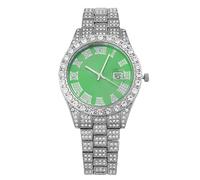 RORIOS Orologio Donna Quarzo con Cristalli Quadrante a Numeri Romani Funzione Data Orologioes Strassato per Giorno Quotidiano e Festa Argento A