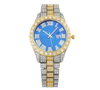 RORIOS Orologio Donna Quarzo con Cristalli Quadrante a Numeri Romani Funzione Data Orologioes Strassato per Giorno Quotidiano e Festa Blu