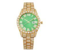 RORIOS Orologio Donna Quarzo con Cristalli Quadrante a Numeri Romani Funzione Data Orologioes Strassato per Giorno Quotidiano e Festa Oro A