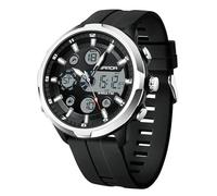 RORIOS Orologio Doppio Display da Uomo Orologio da Polso Digitali Sportivi Orologio Moda Multifunzione Orologio Elettronico Quarzo Cinturino in Silicone Nero Argento