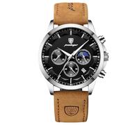 RORIOS Orologio Elegante da Uomo Orologio da Polso Multifunzione Cronografo Orologio Analogico Quarzo Orologio Business Acciaio inossidabile Nero C