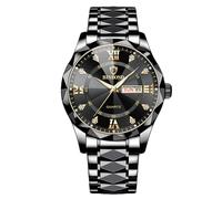 RORIOS Orologio Elegante Quarzo da Uomo Orologio da Polso Diamante Impermeabile Orologio Classico Acciaio Inossidabile Orologio Multifunzione Lavoro oro nero B