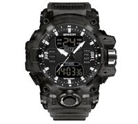 RORIOS Orologio Militare da Uomo Moda Sportivo Multifunzione Elettronico Digitale Quarzo Doppio Display 5ATM Nero A