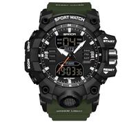 RORIOS Orologio Militare da Uomo Orologio Moda Sportivo da Polso Orologio Multifunzione Elettronico Orologio Digitale Quarzo Orologio Doppio Display 5ATM Army Green