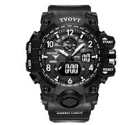 RORIOS Orologio Militare da Uomo Orologio Moda Sportivo da Polso Orologio Multifunzione Elettronico Orologio Digitale Quarzo Orologio Silicone Impermeabile Nero