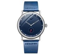 RORIOS Orologio Minimalista da Uomo Orologio da Polso Quarzo Analogico Orologio Casuale Moda Orologio Acciaio Inossidabile con Cinturino in Pelle Blu