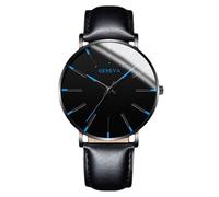 RORIOS Orologio Minimalista Moda Uomo Cinturino in Pelle Rete alla Moda Movimento Quartz di Precisione Blu e nero A
