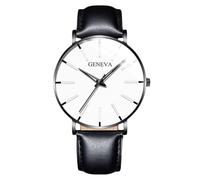 RORIOS Orologio Minimalista Moda Uomo Cinturino in Pelle Rete alla Moda Movimento Quartz di Precisione Bianco e nero A