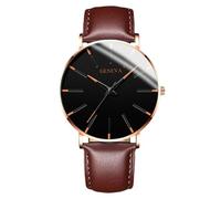 RORIOS Orologio Minimalista Moda Uomo Cinturino in Pelle Rete alla Moda Movimento Quartz di Precisione Marrone e oro