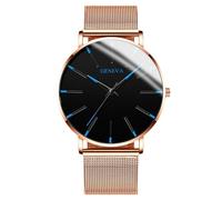 RORIOS Orologio Minimalista Moda Uomo Cinturino in Pelle Rete alla Moda Movimento Quartz di Precisione Blu e oro