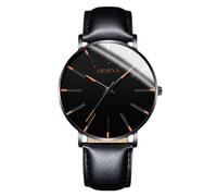 RORIOS Orologio Minimalista Moda Uomo Cinturino in Pelle Rete alla Moda Movimento Quartz di Precisione Oro rosa e nero A