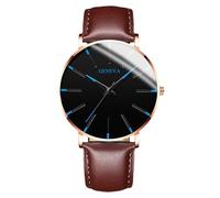 RORIOS Orologio Minimalista Moda Uomo Cinturino in Pelle Rete alla Moda Movimento Quartz di Precisione Blu marrone oro