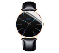 RORIOS Orologio Minimalista Moda Uomo Cinturino in Pelle Rete alla Moda Movimento Quartz di Precisione Blu oro e nero A