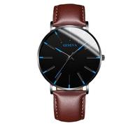 RORIOS Orologio Minimalista Moda Uomo Cinturino in Pelle Rete alla Moda Movimento Quartz di Precisione Blu marrone e nero