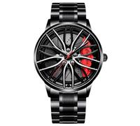 RORIOS Orologio Moda da Uomo Orologi da Polso Analogico Quarzo Orologi Design Mozzo Auto Orologi Cool Impermeabile con Cinturino in Acciaio Inossidabile Rosso A