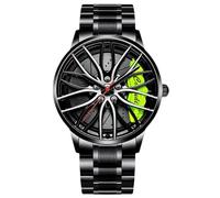RORIOS Orologio Moda da Uomo Orologi da Polso Analogico Quarzo Orologi Design Mozzo Auto Orologi Cool Impermeabile con Cinturino in Acciaio Inossidabile Verde A