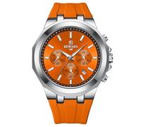 RORIOS Orologio Moda da Uomo Orologio da Polso Sportivi Quarzo Orologio Multifunzione Cronografo Orologio Orologio Casual Luminosi Cinturino in Silicone Arancia