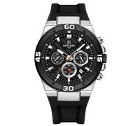 RORIOS Orologio Moda da Uomo Orologio da Polso Sportivi Silicone Orologio Analogico Quarzo Orologio Multifunzione Cronografo Orologio Luminosi 3ATM Argento Nero
