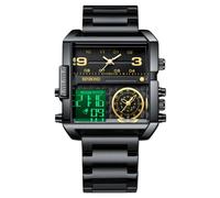 RORIOS Orologio Multifunzione Digitale da Uomo Orologio da Polso Moda Quadrati Quarzo Orologi Display Analogico Elettronico con Quadrante Grande Nero D