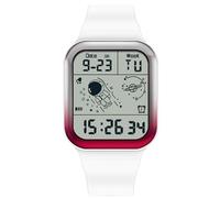 RORIOS Orologio Quadrati da Uomo Orologio da Polso Multifunzione Elettronico Orologio 50M Impermeabile Orologio Casual Digitale Orologio Cinturino in Gomma Bianco rosso