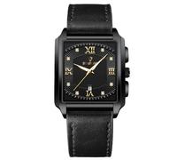 RORIOS Orologio Quadrati da Uomo Orologio da Polso Quarzo Impermeabile Orologio Elegante Diamante Orologio Semplice Luminosi Cinturino Acciaio Inossidabile nero D