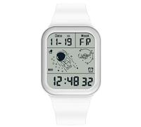 RORIOS Orologio Quadrato da Uomo Multifunzione Elettronico 50M Impermeabile Casual Digitale Cinturino in Gomma Bianco