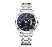 RORIOS Orologio Quartz Classico Uomo Numeri Romani Funzione Data Orologioes con Cinturino in Acciaio Inossidabile per Affari & Tempo Libero Nero