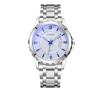 RORIOS Orologio Quartz Classico Uomo Numeri Romani Funzione Data Orologioes con Cinturino in Acciaio Inossidabile per Affari & Tempo Libero Bianco-blu