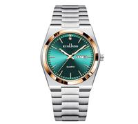 RORIOS Orologio Quartz Uomo Visualizzazione Giorno-Data Cinturino Acciaio Inossidabile Tono Oro Rosa-Argento Orologioes per Ufficio/Casual/Outdoor Watches Oro rosa verde