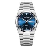 RORIOS Orologio Quartz Uomo Visualizzazione Giorno-Data Cinturino Acciaio Inossidabile Tono Oro Rosa-Argento Orologioes per Ufficio/Casual/Outdoor Watches Argento puro blu